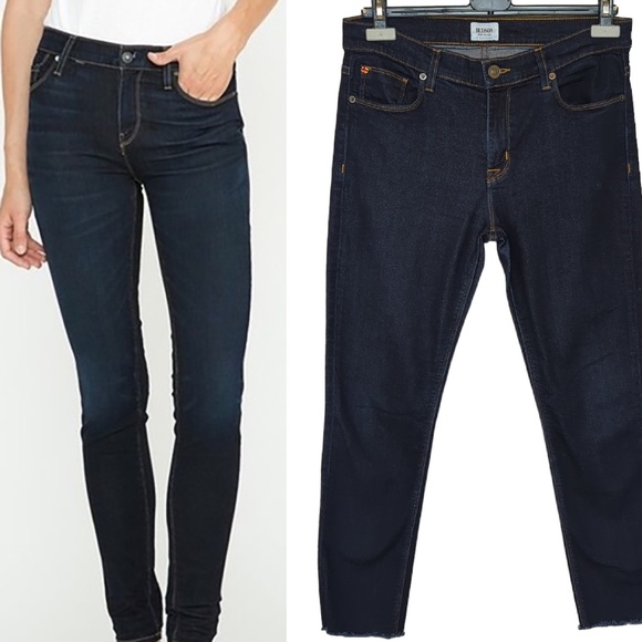 Hudson Women’s Nico Super Skinny Dark Wash Raw Hem Jeans - Picture 1 of 14